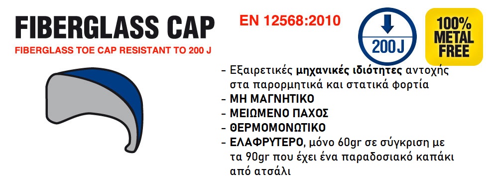 Παπούτσια Ασφαλείας: Καπάκι Προστασίας Δαχτύλων Από υαλούφασμα (fiberglass)